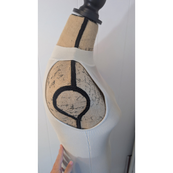 Aritzia Babaton Sculpt Knit Mini OPEN BACK Dress In MATTE PEARL size Small - Picture 6 of 10